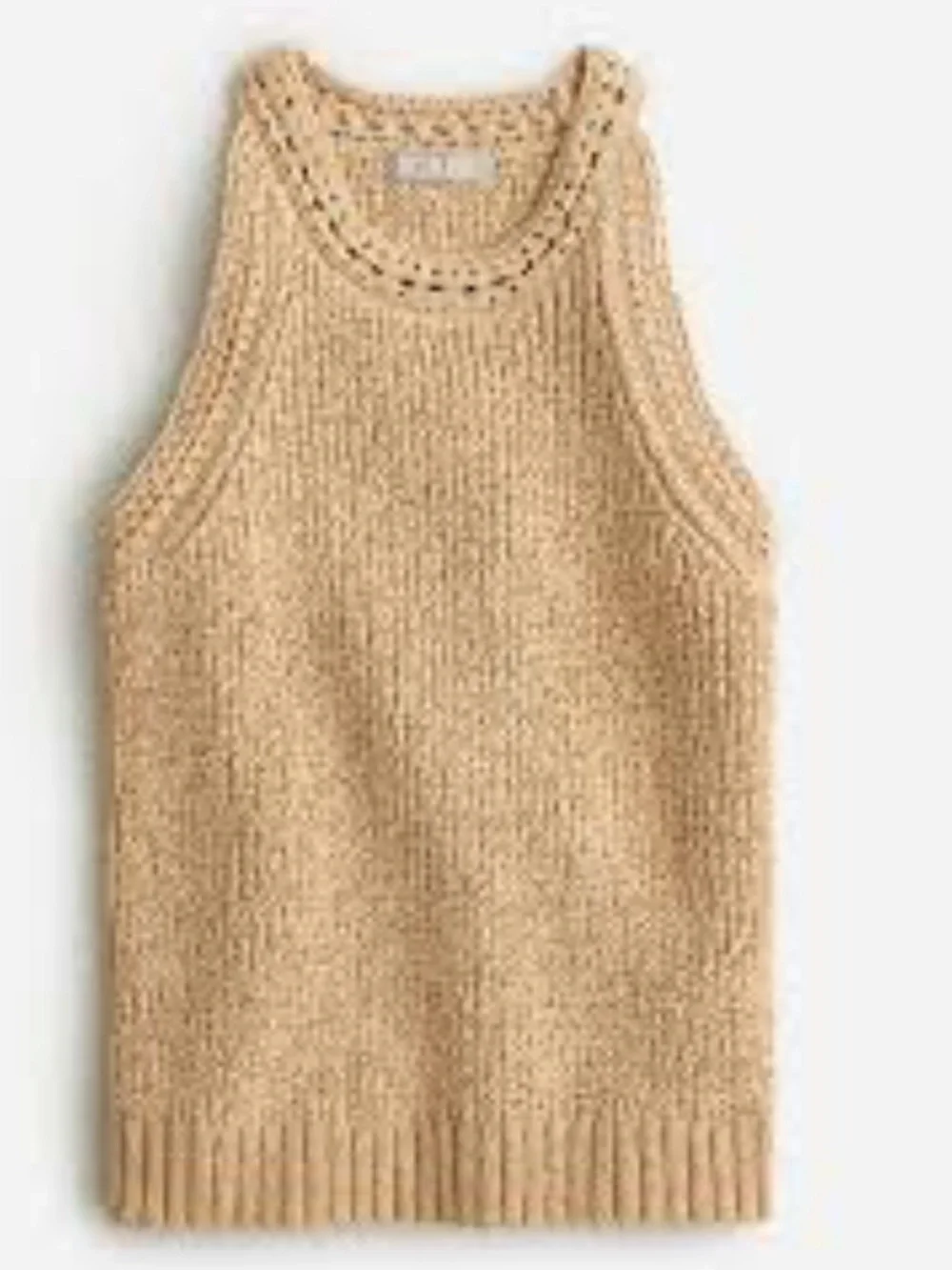 J. Crew Sleeveless Knit Tank Sweater in Camel Brown. Style BQ206. Size XL